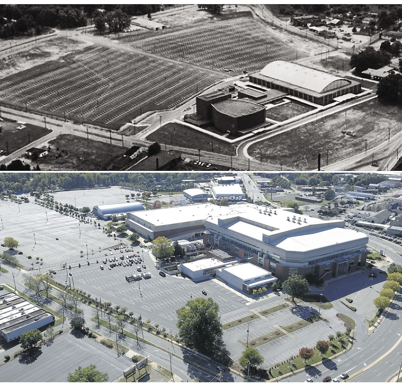 Aerial photos, then and now